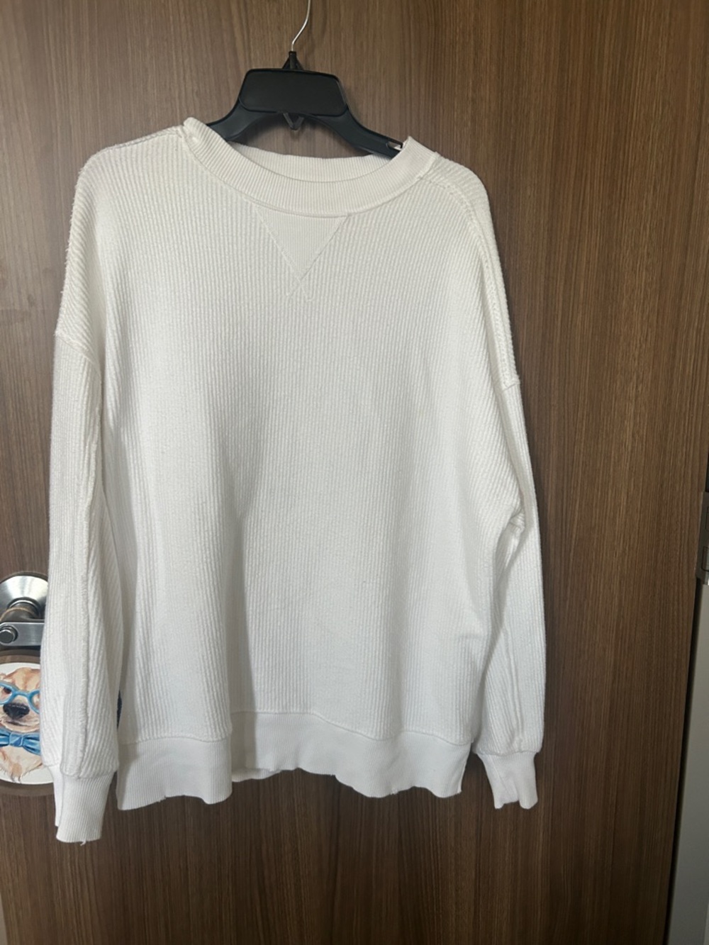 aerie White Waffle Thermal Crewneck Sweater